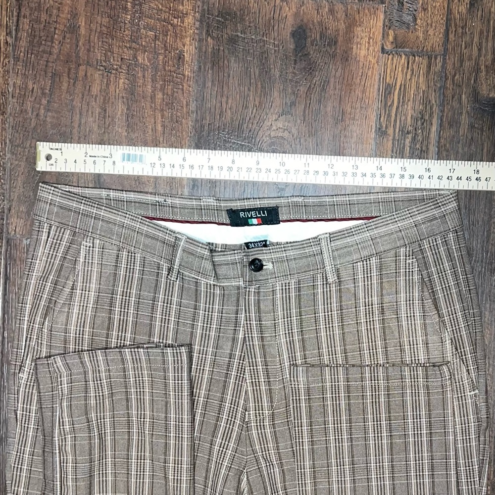 Rivelli Men's Tan Plaid Dress Pants - Picture 3 of 7